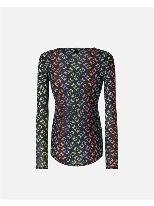 maglia donna nera multicolor PINKO | 100639A1ZY/Z97